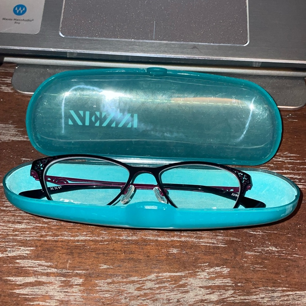 Zenni pink and black 328821 cat eye eyeglasses with case